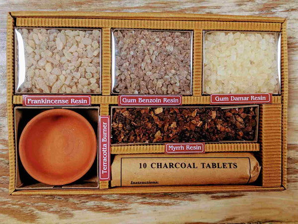 Resin Ritual Set – Sacred Burning Kit with Dish, Charcoal & Resin Blend - Nymph Ki