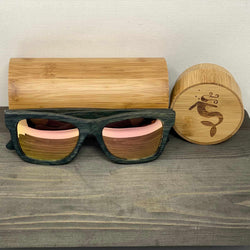 RoseGold Lens Dark Polarized Bamboo Sunglasses – Earthy Elegance with Solar Radiance - Nymph Ki
