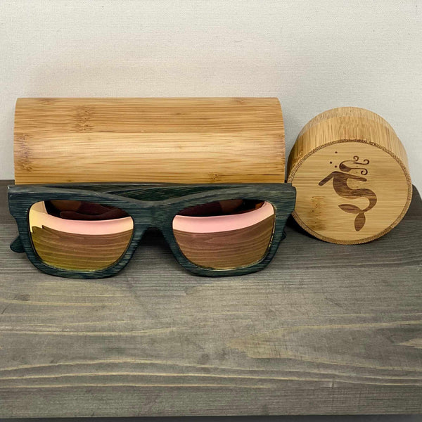 RoseGold Lens Dark Polarized Bamboo Sunglasses – Earthy Elegance with Solar Radiance - Nymph Ki