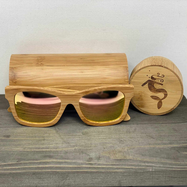 RoseGold Lens Light Bamboo Polarized Sunglasses – Feminine Glow in Natural Wood Frame - Nymph Ki