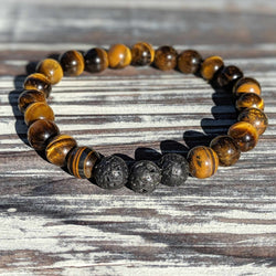 Tiger’s Eye & Lava Rock Bracelet – 8mm Stretch Bracelet for Grounding & Focus - Nymph Ki