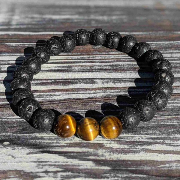 Tiger’s Eye & Lava Rock Bracelet Duo – 2 - Piece Grounding & Empowerment Set - Nymph Ki