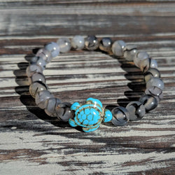 Tourmalinated Quartz Turtle Bracelet – 8mm Stretch Bracelet for Clarity & Protection - Nymph Ki