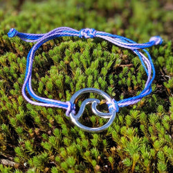 Wave Collection Bracelet – Purple & Blue Cord with Silver Wave Charm - Nymph Ki