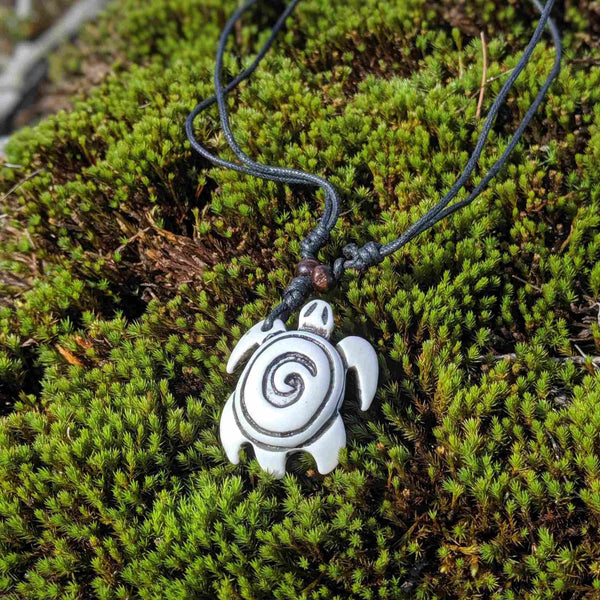 White Spiral Turtle Necklace – Growth, Wisdom & Protection in Hawaiian Style - Nymph Ki