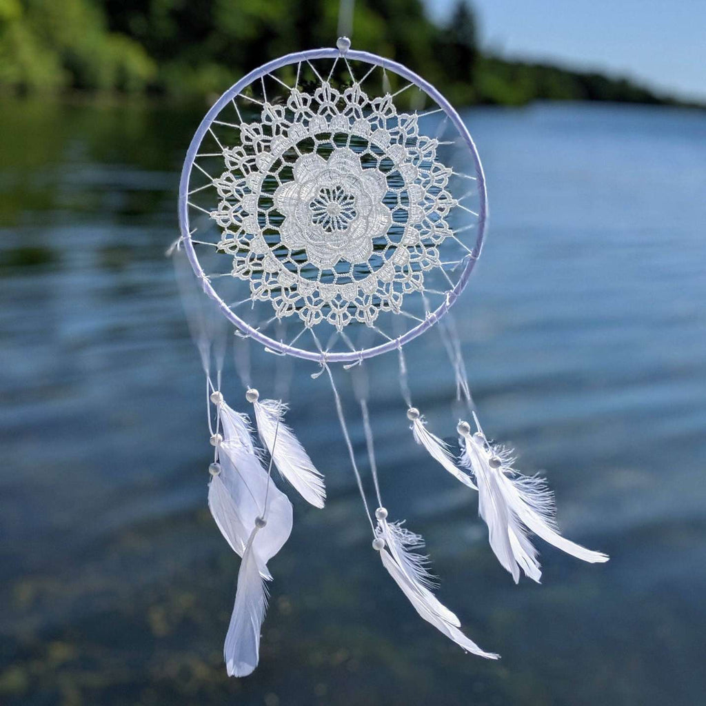 White Weave Dream Catcher – Handmade for Energy Protection & Peace