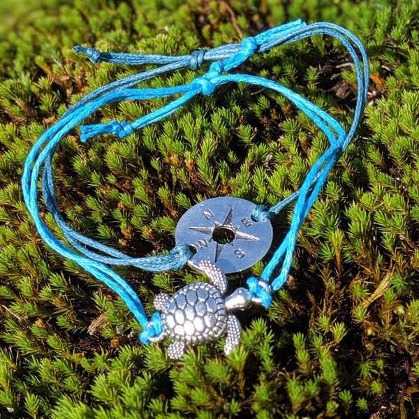 True North Nautical Silver Tone Turtle Bracelet in Blues