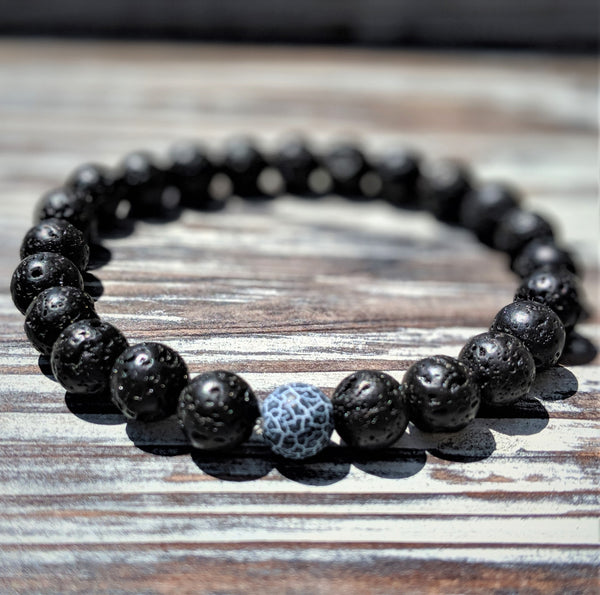 Lava Rock and Weathering Agate Bracelet Duo