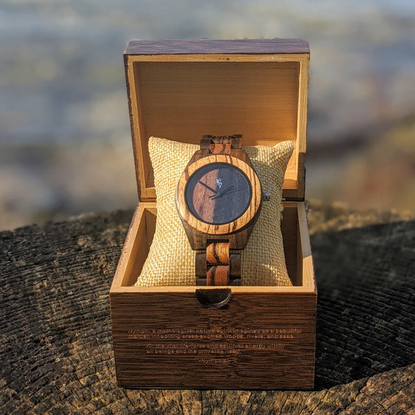 Zebra Ebony Wood Watch