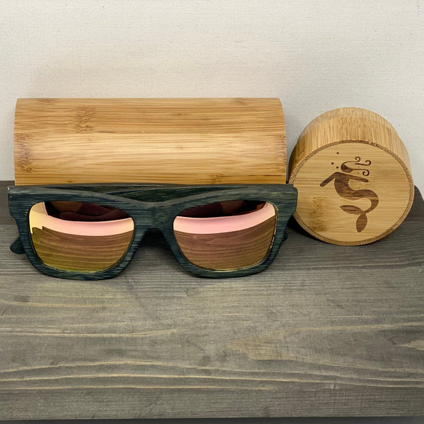 RoseGold Lens Dark Polarized Bamboo Sunglasses
