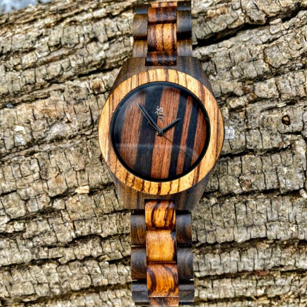 Zebra Ebony Wood Watch