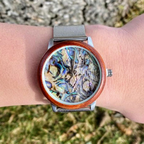 Abalone Shell Watch with Steel Band