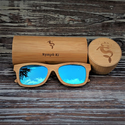 Blue Lens Polarized Bamboo Sunglasses
