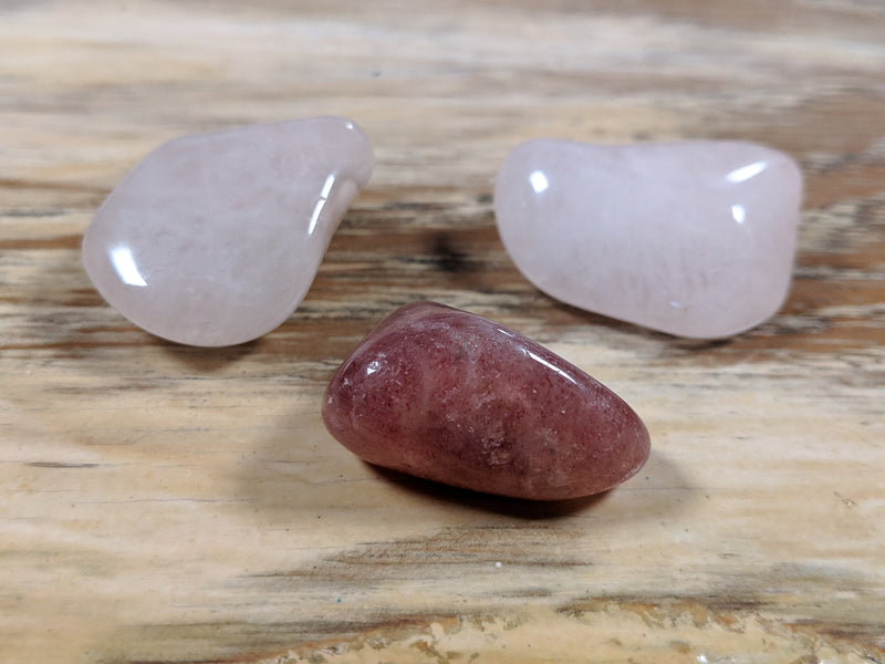 ose quartz and red jasper stones in pink and red hues, supporting both heart and root chakra energy.