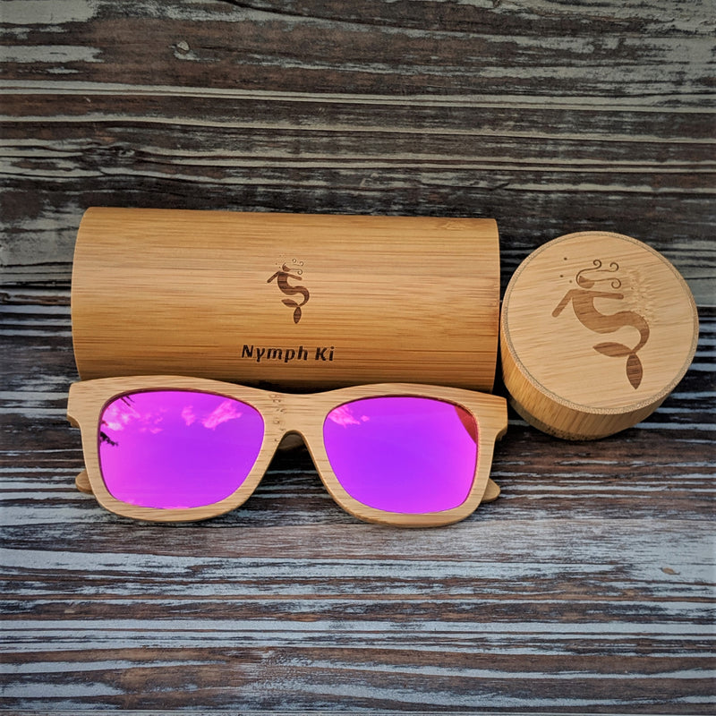 Pink Lens Polarized Bamboo Sunglasses